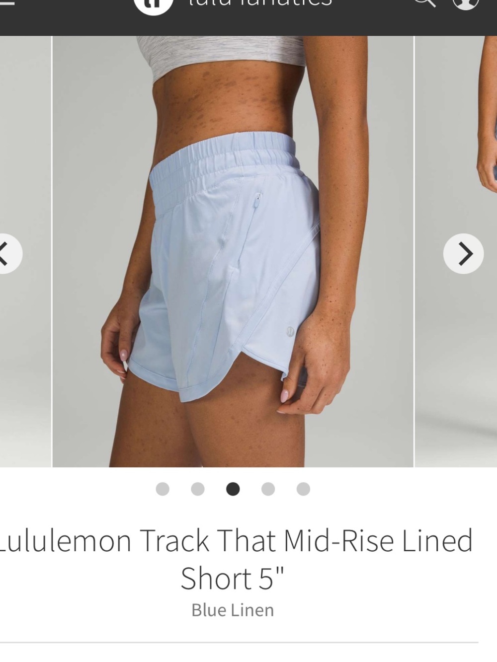 lululemon athletica Track That Mid-Rise Lined Short 5" - Light Blue